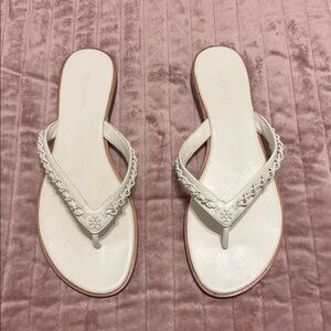 Tory Burch Cream Leather Sandals